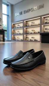 RINATO Stylish Black Leather Moccasin Loafers with Medallion loafers